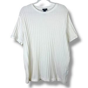 H&M NWOT Light Beige Regular Fit Knitted Short Sleeve Crewneck Ribbed T-Shirt